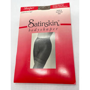 Satinskin Bodyshaper Control Top Firming Sheer Leg Reinforced Toe Size B Suntan